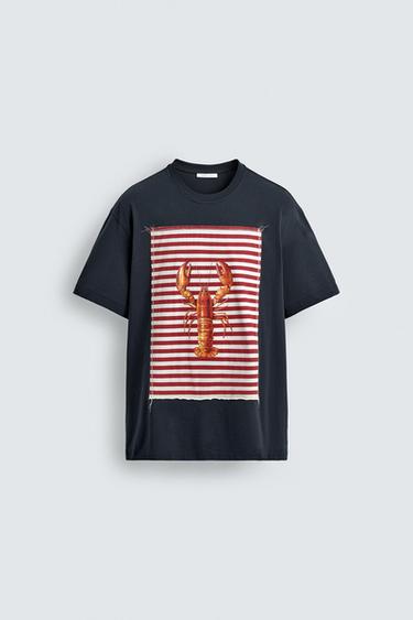 CAMISETA PARCHE LANGOSTA - Marino de Zara