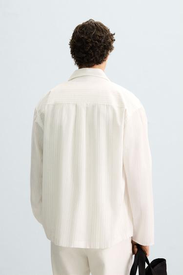 CHEMISE STRUCTURÉE À RAYURES - Blanc de Zara - Image 2