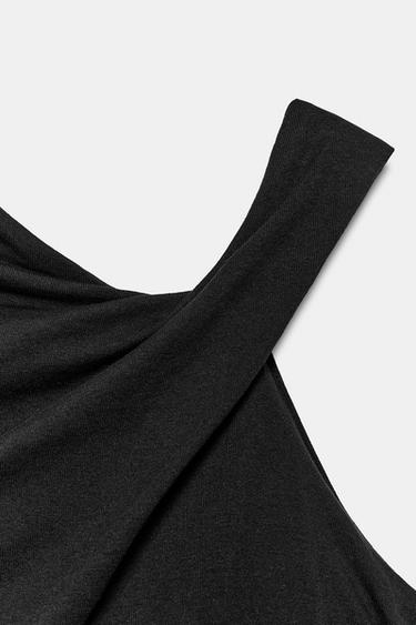 ASYMMETRIC DRAPED T-SHIRT - Black by Zara - Image 8