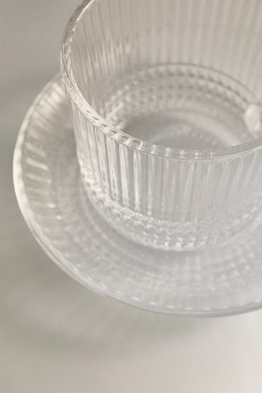 GLASS COFFEE CUP AND SAUCER WITH RAISED DESIGN - 990 de Zara - Image 3