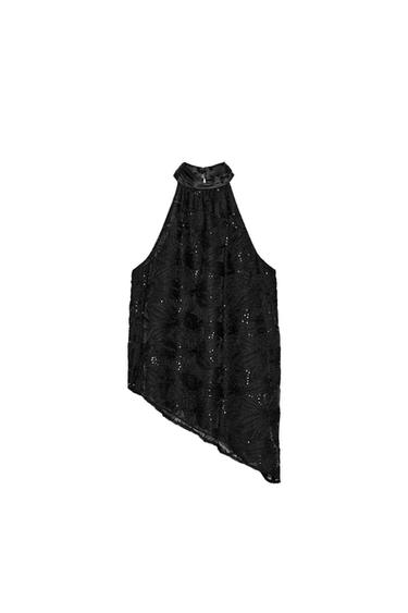 ASYMMETRIC SEQUIN TOP