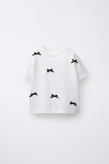 Zara BOW T-SHIRT - Black
