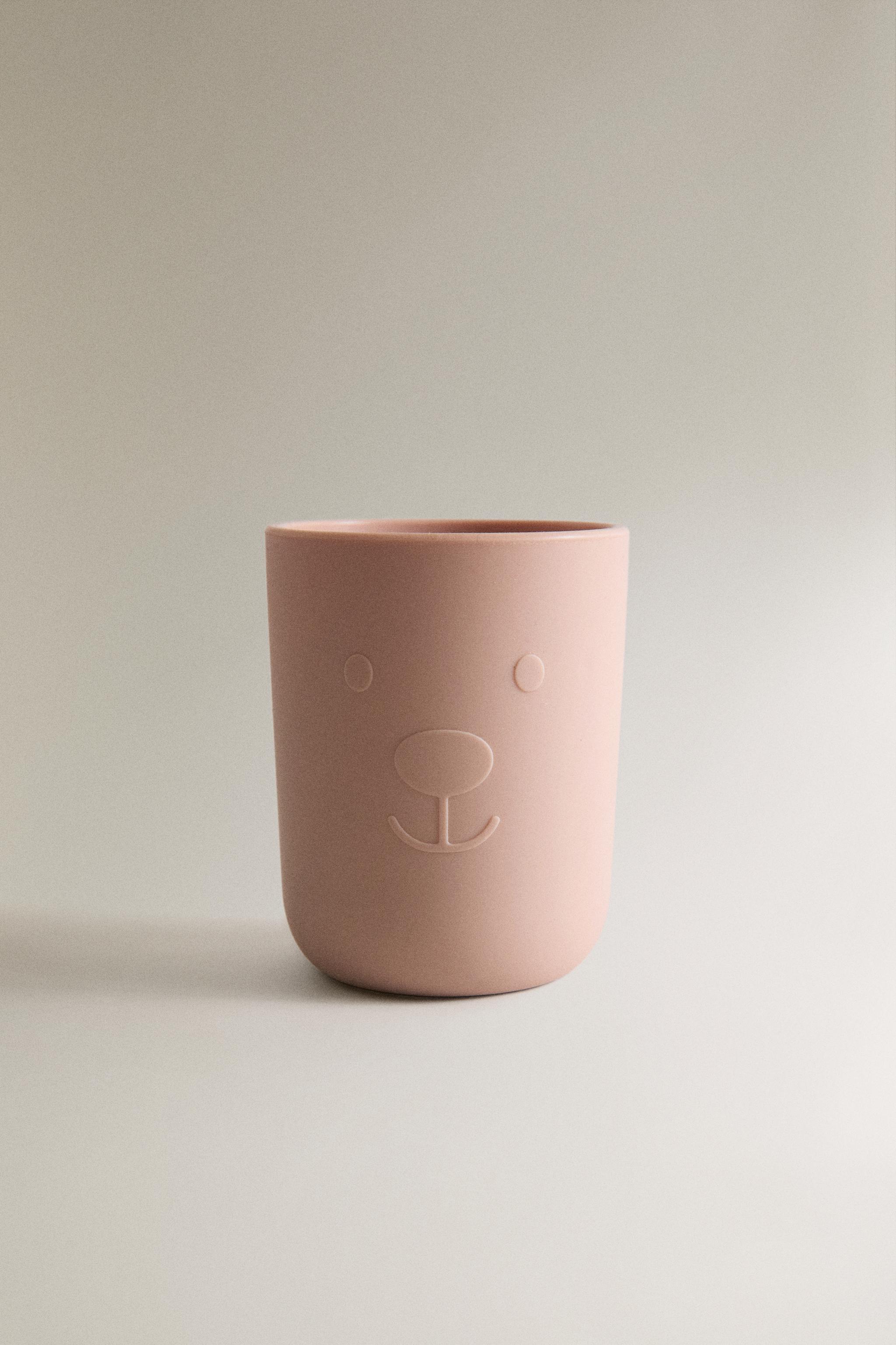 KIDS' BEAR SILICONE GLASS — Pink