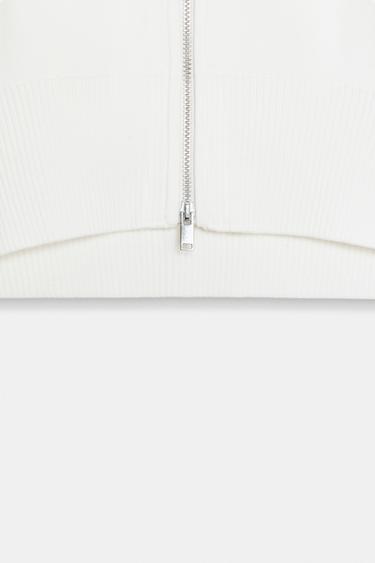GILET COURT EN MAILLE ZIPPÉ - Blanc de Zara - Image 6