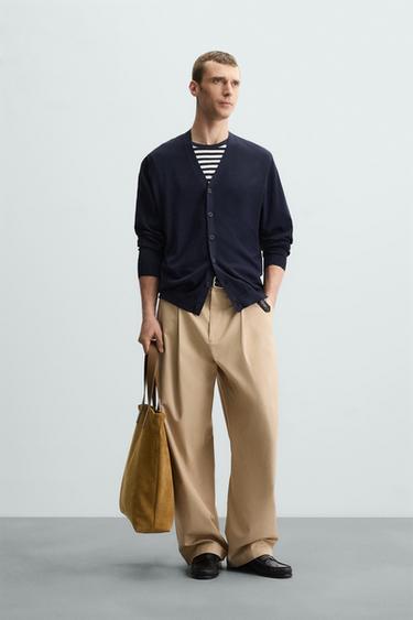 COTTON - WOOL CARDIGAN - Navy blue by Zara - Image 0