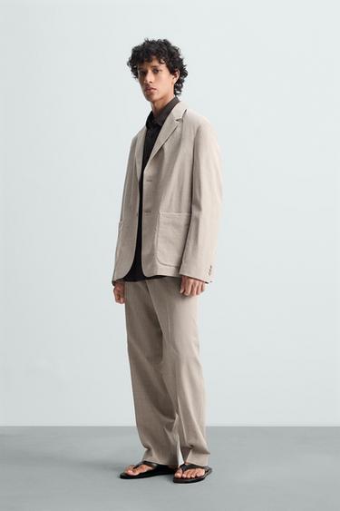 CALÇA DE TERNO 100% LÃ - Bege da Zara