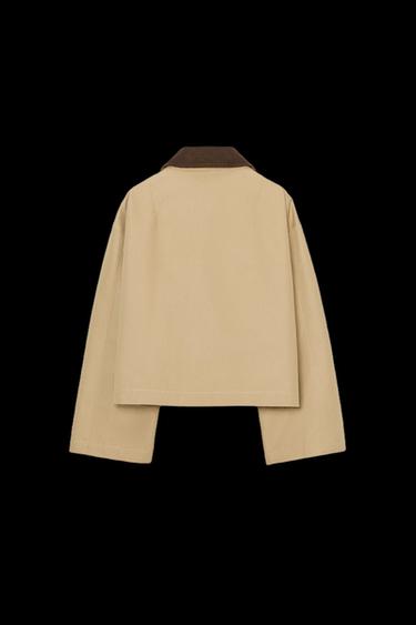 Zara CROPPED TRENCH WITH COMBINED COLLAR - taupe brown