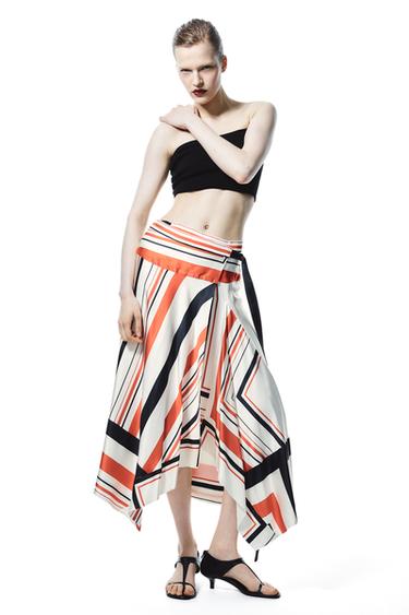 Zara ASYMMETRIC STRIPED SKIRT ZW COLLECTION - striped