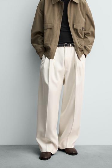 PANTALON À PLIS EN VISCOSE ÉDITION LIMITÉE - Blanc cassé de Zara - Image 1