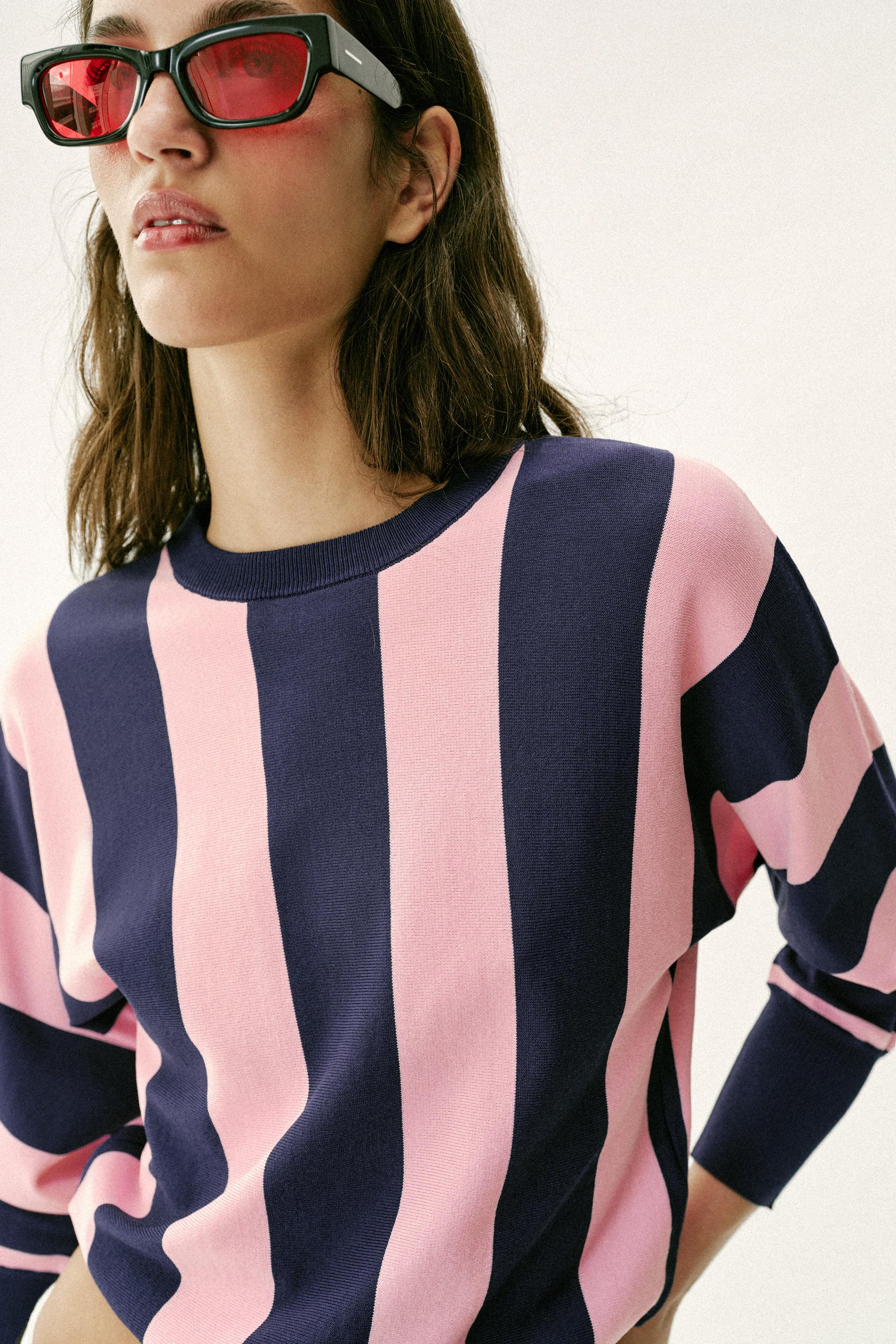 STRIPED KNIT SWEATSHIRT