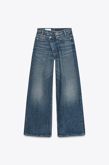 JEAN TRF WIDE LEG TAILLE HAUTE CROISÉE - Bleu marine de Zara - Image 8