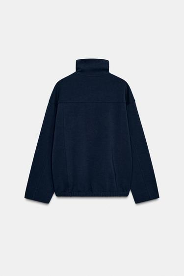 BLOUSON BOMBER INTERLOCK À COL MONTANT - Bleu marine de Zara - Image 6