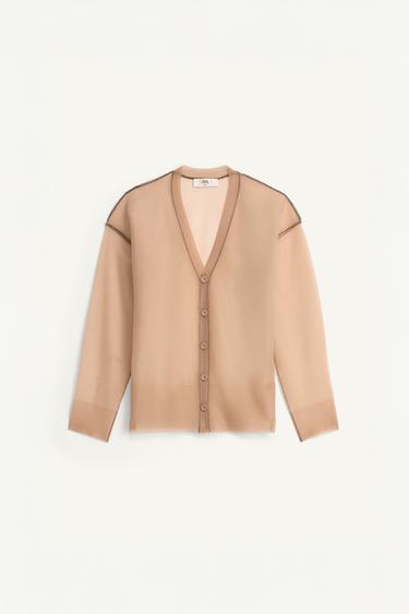 LIMITED EDITION SEMI-SHEER KNIT CARDIGAN - Pale pink by Zara