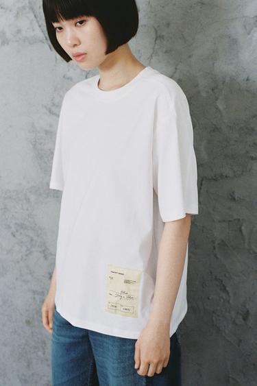 レギュラーフィット ラベル TシャツホワイトZaraのレギュラーフィット ラベル Tシャツ - ホワイト
