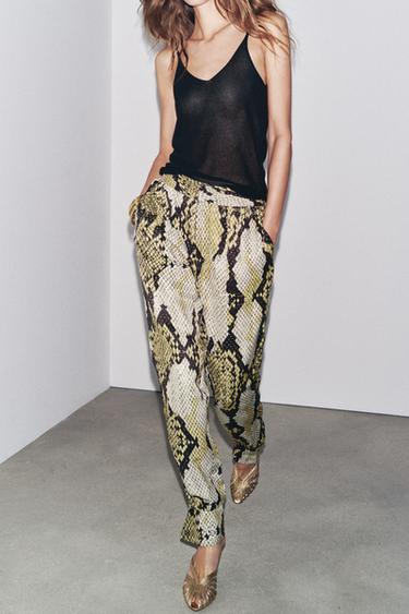 PANTALON IMPRIMÉ ANIMAL ZW COLLECTION - Kaki de Zara - Image 4