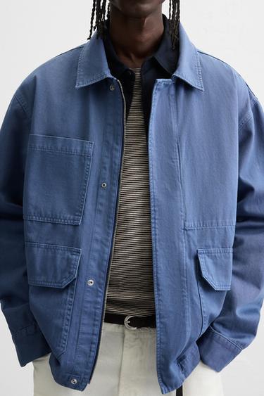 WASHED OVERSHIRT WITH POCKETS - Blue by Zara