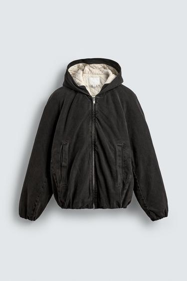 VESTE EN DENIM MATELASSÉ À CAPUCHE - Marron de Zara - Image 6