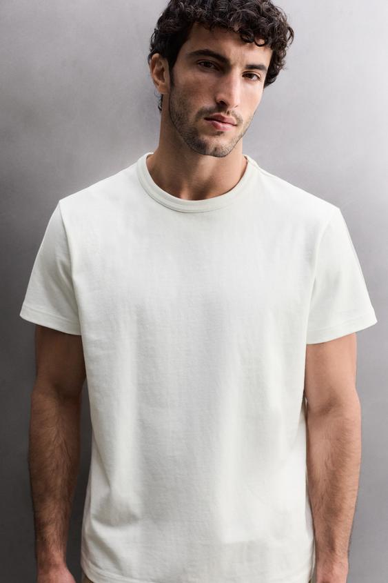 Koszulka relaxed fit z grubej tkaniny