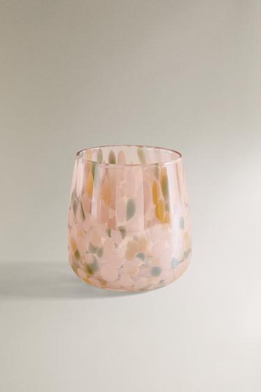 Zara FLORAL GLASS TOOTHBRUSH HOLDER - 粉紅色
