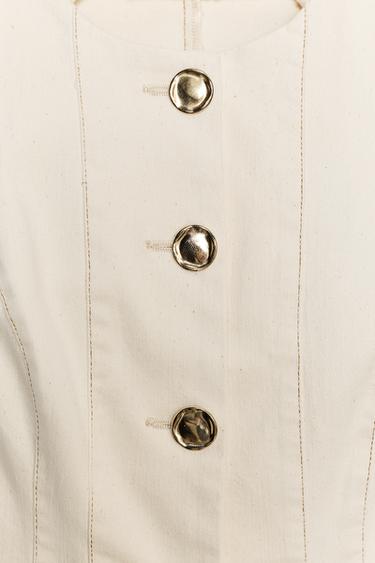 TOPSTITCHED PEPLUM WAISTCOAT - Ecru by Zara - Image 8