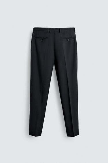 PANTALON DE COSTUME 100 % LAINE - Bleu marine de Zara - Image 5