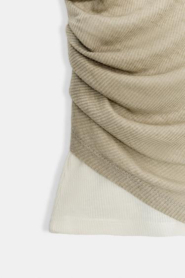 DOUBLE RUSTIC TOP - White / Green by Zara - Image 7