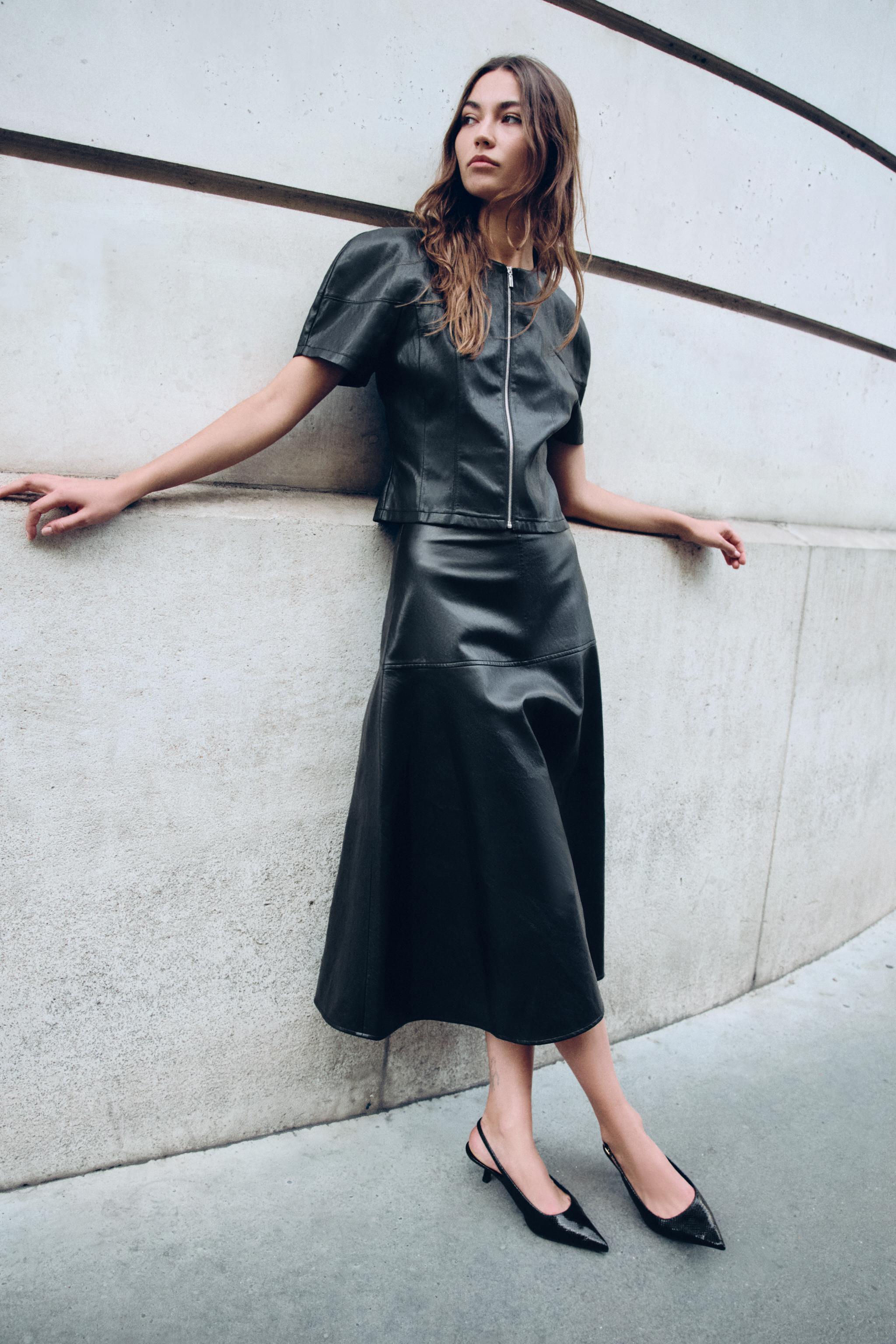 さら LEATHER EFFECT ZIP TOP - Black | ZARA Curaçao / Curazao