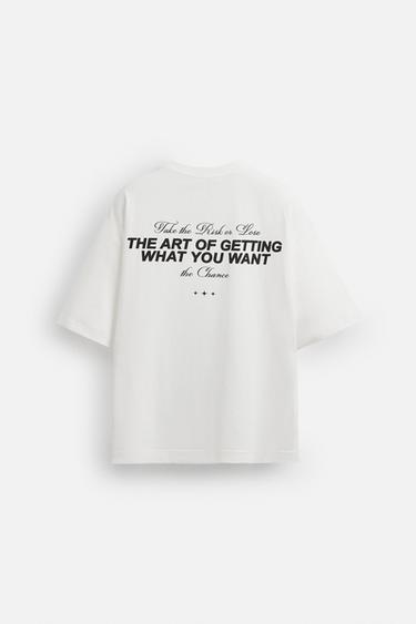 T-SHIRT À INSCRIPTIONS IMPRIMÉES - Blanc cassé de Zara - Image 7