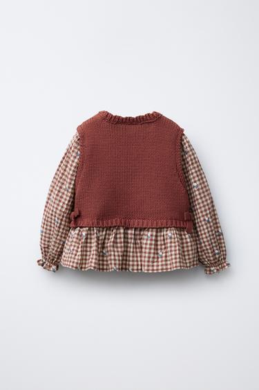 KNIT WAISTCOAT WITH EMBROIDERED SHIRT - Clay by Zara - Image 1