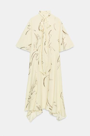 ROBE IMPRIMÉE À NŒUDS ZW COLLECTION - Jaune de Zara - Image 8