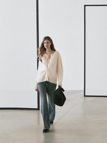 Zara Cable-knit wool cardigan - Ecru
