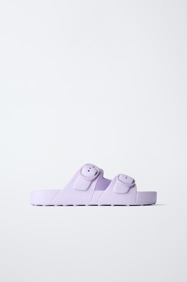 RUBBERISED BUCKLED SANDALS - Lilac by Zara