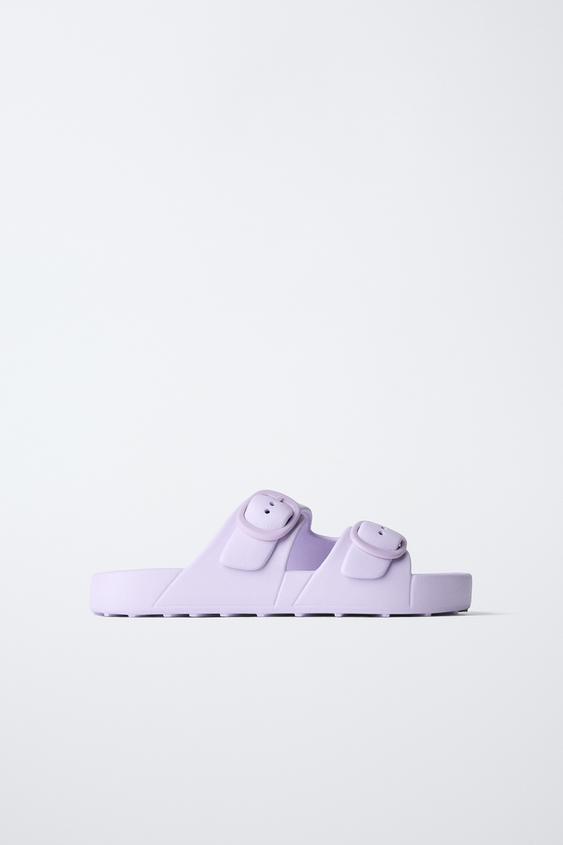 RUBBERISED BUCKLED SANDALS - Lilac by Zara - Image 0