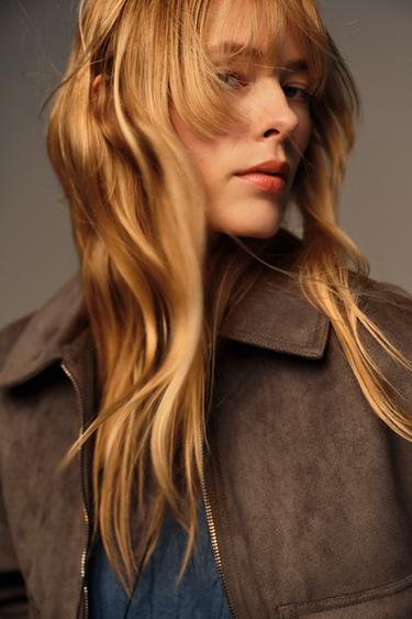 BLOUSON EFFET DAIM - Kaki foncé de Zara - Image 3