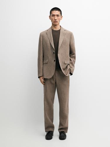 Zara Linen suit blazer - taupe brown