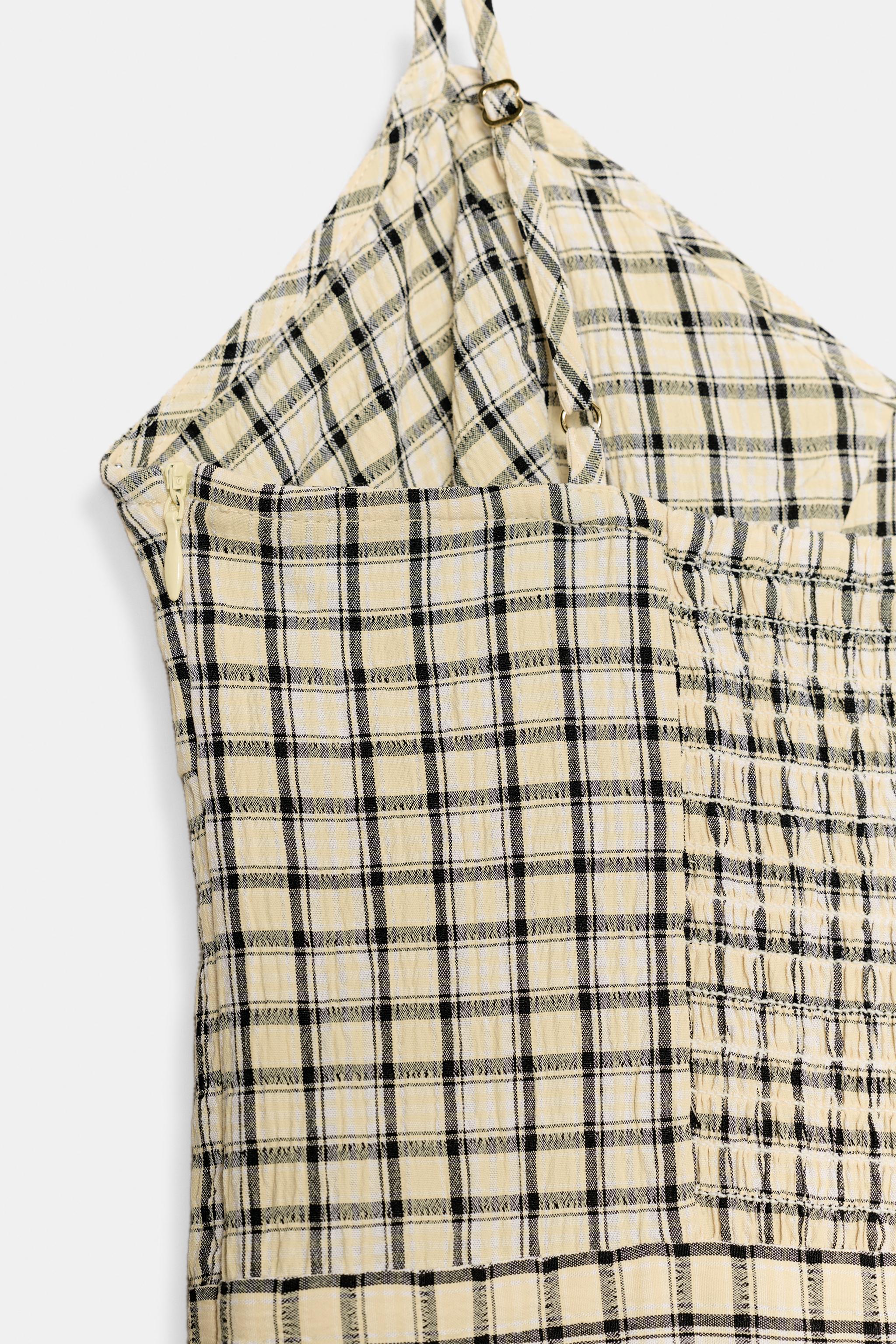 PLAID STRAPPY MIDI DRESS