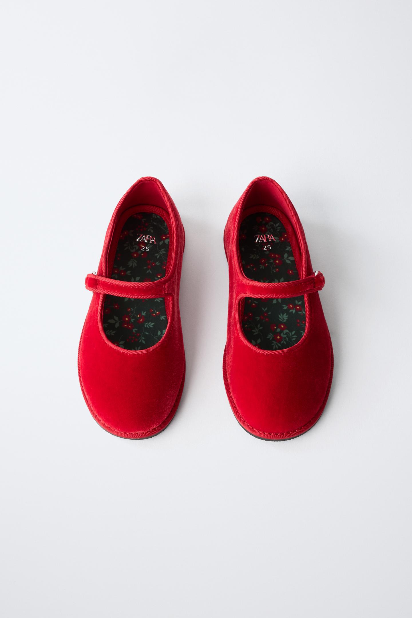 Детские балетки Zara Velvet Ballet Flats, цвет: Красный — фото 4