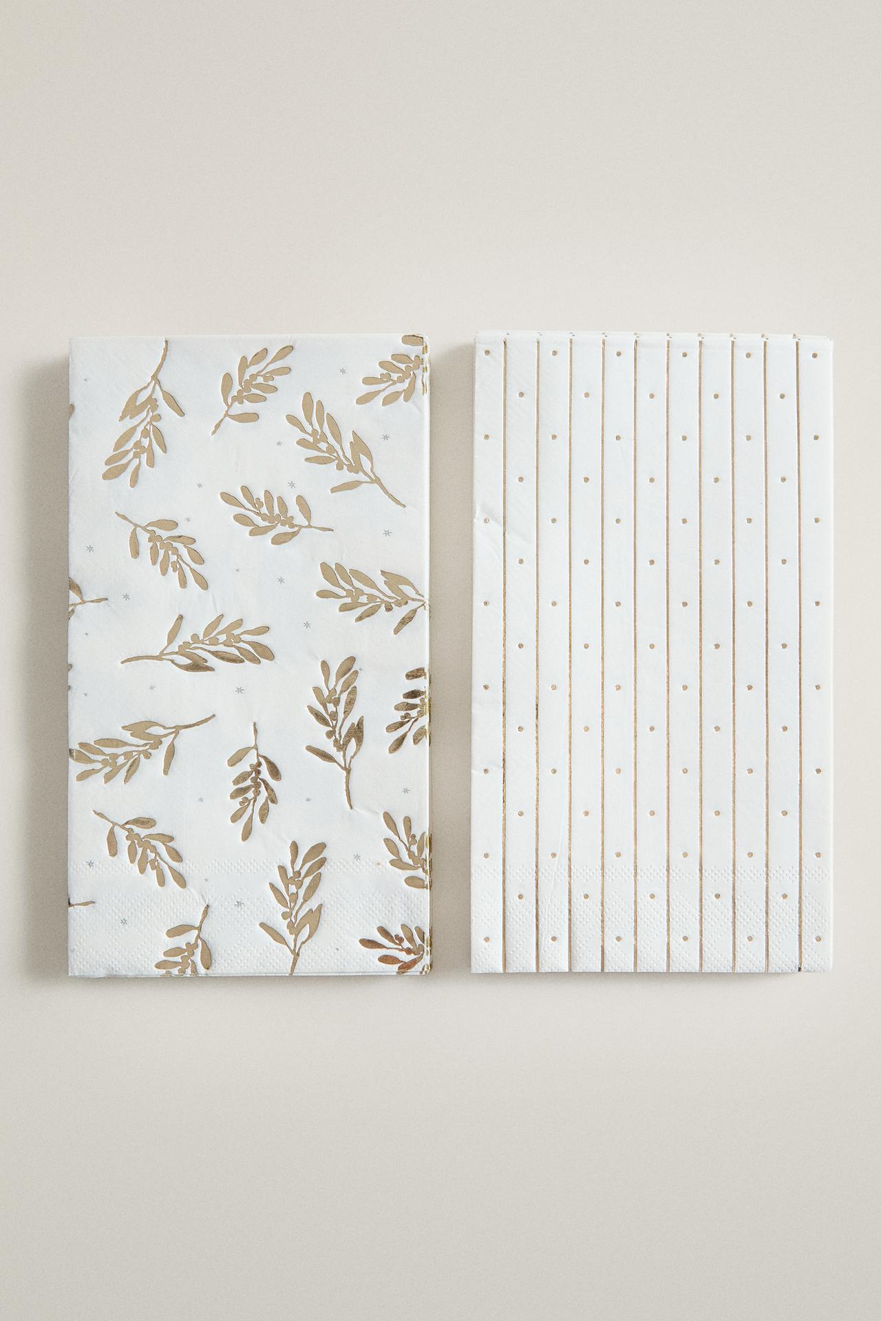 LEAF AND STRIPE PAPER NAPKINS (PACK OF 30)