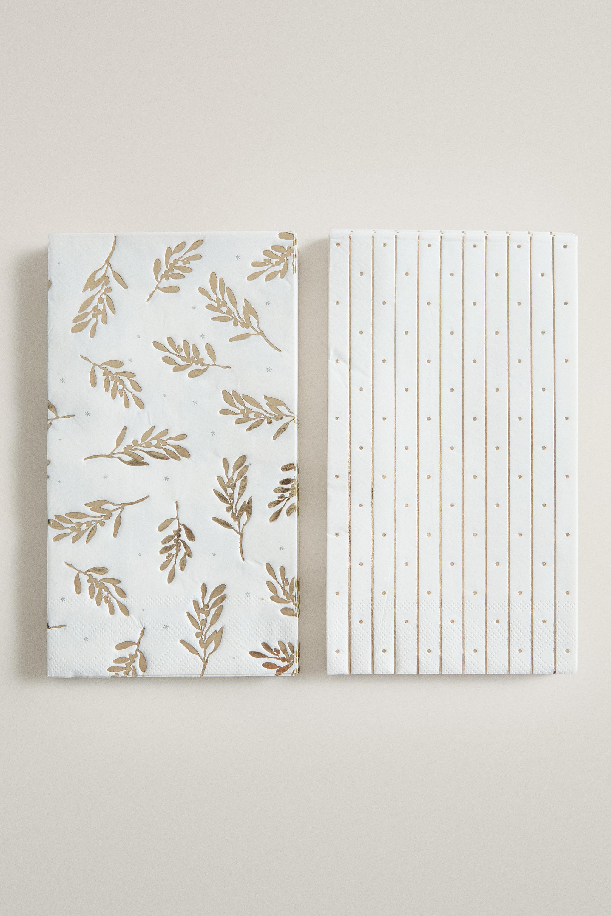 LEAF AND STRIPE PAPER NAPKINS (PACK OF 30)