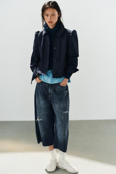 SHORT GATHERED SHOULDER BLAZER - Blue by Zara