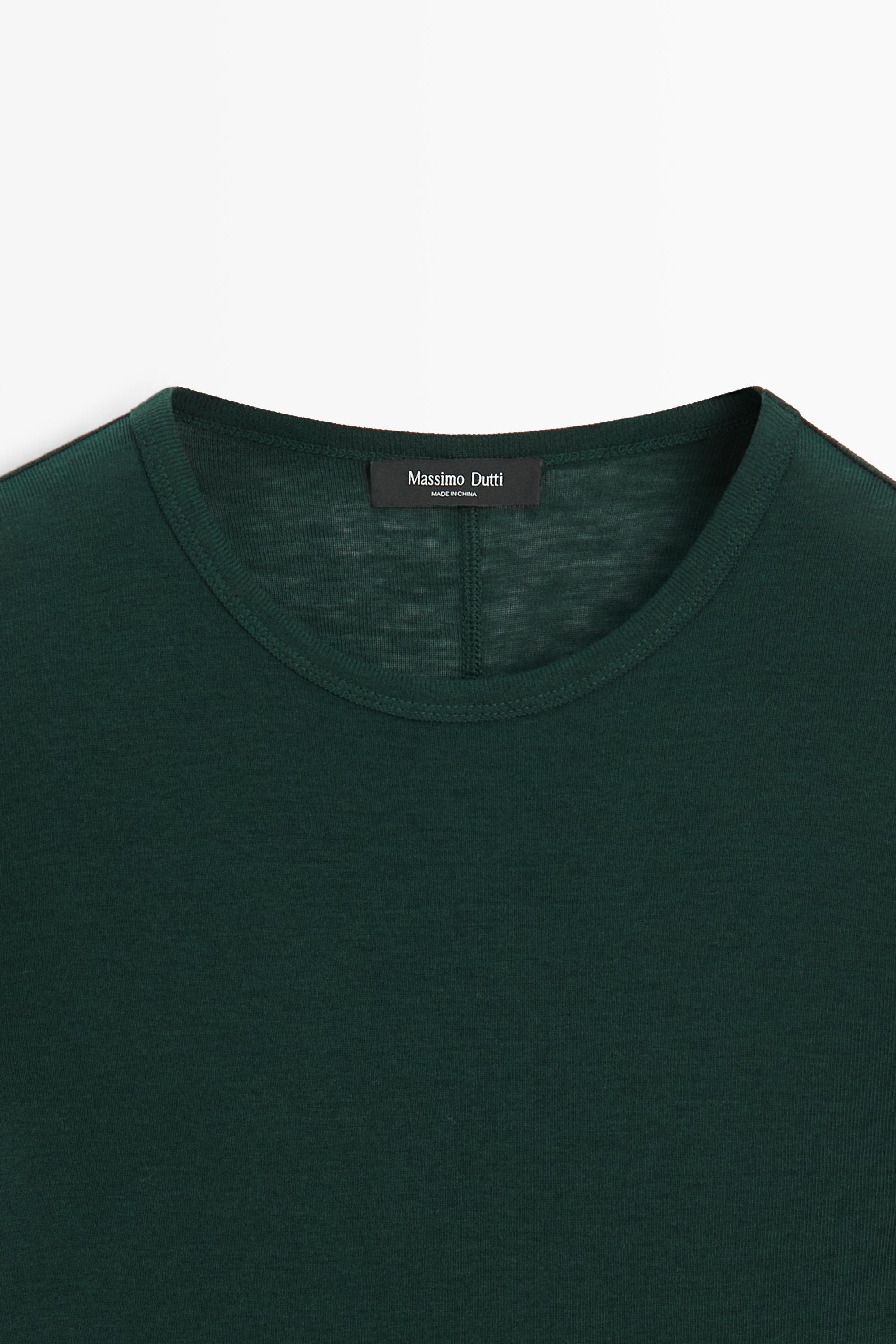 Long sleeve wool-blend T-shirt