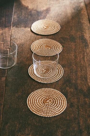 PACK OF PAPER COASTERS (PACK OF 4) - camel by Zara