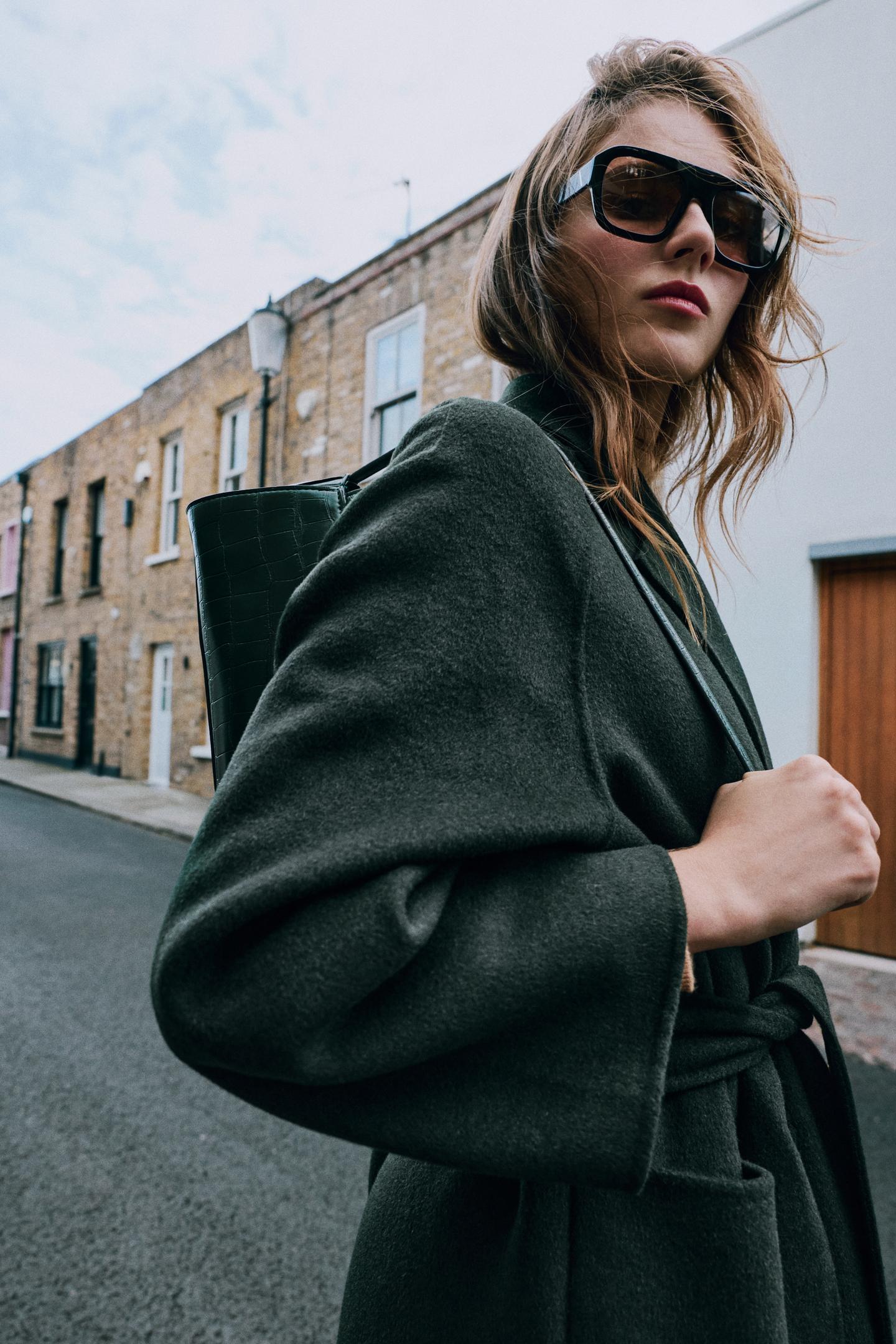 Женская сумка Zara Embossed Effect Shoulder, цвет: Зелёный — фото 3