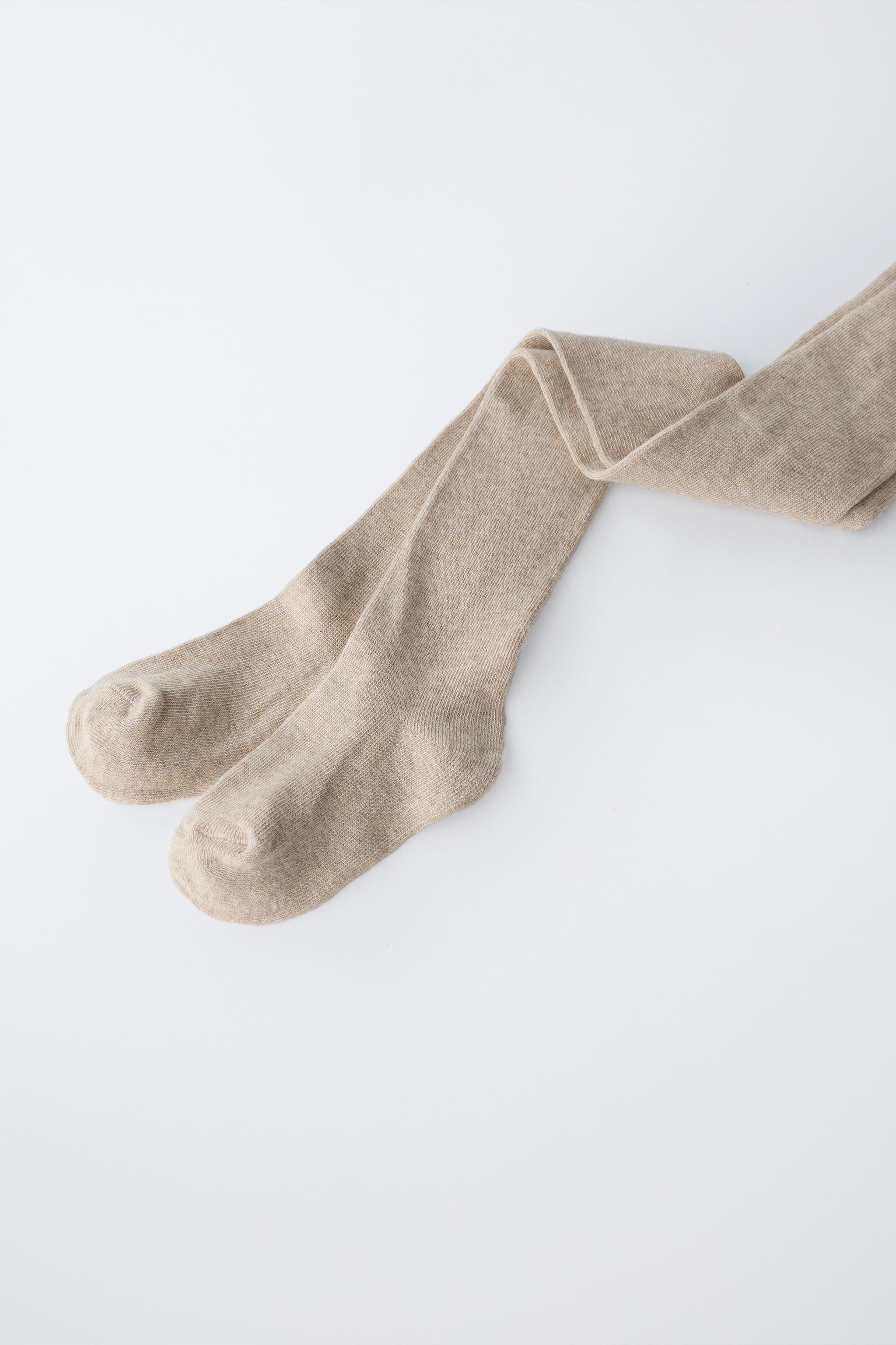 TWO-PACK PLAIN TIGHTS — Light beige