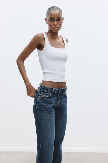 CAMISETA DE DECOTE QUADRADO - Branco da Zara