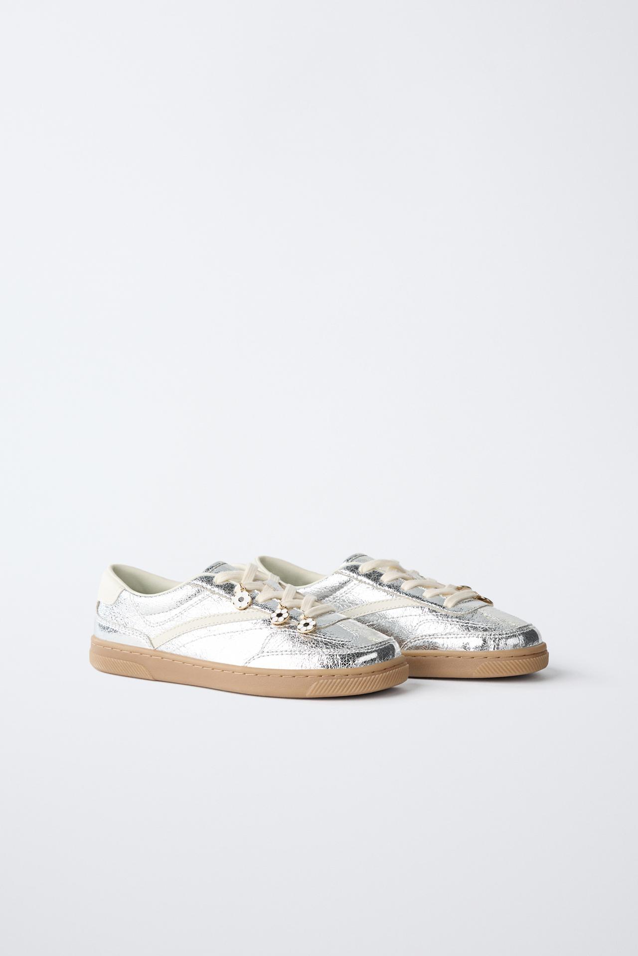 METALLIC SNEAKERS — Silver