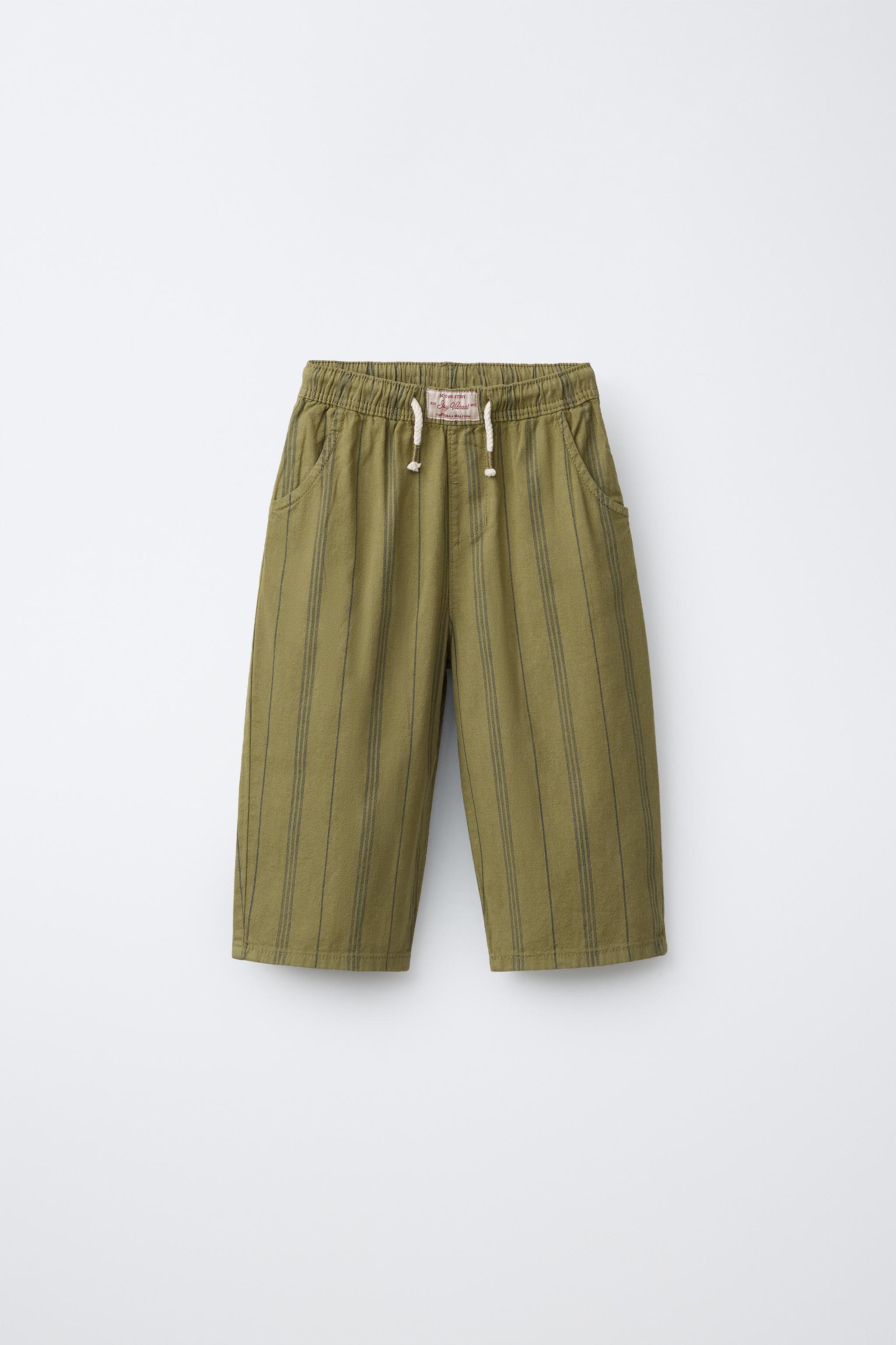 STRIPED COTTON LINEN PANTS