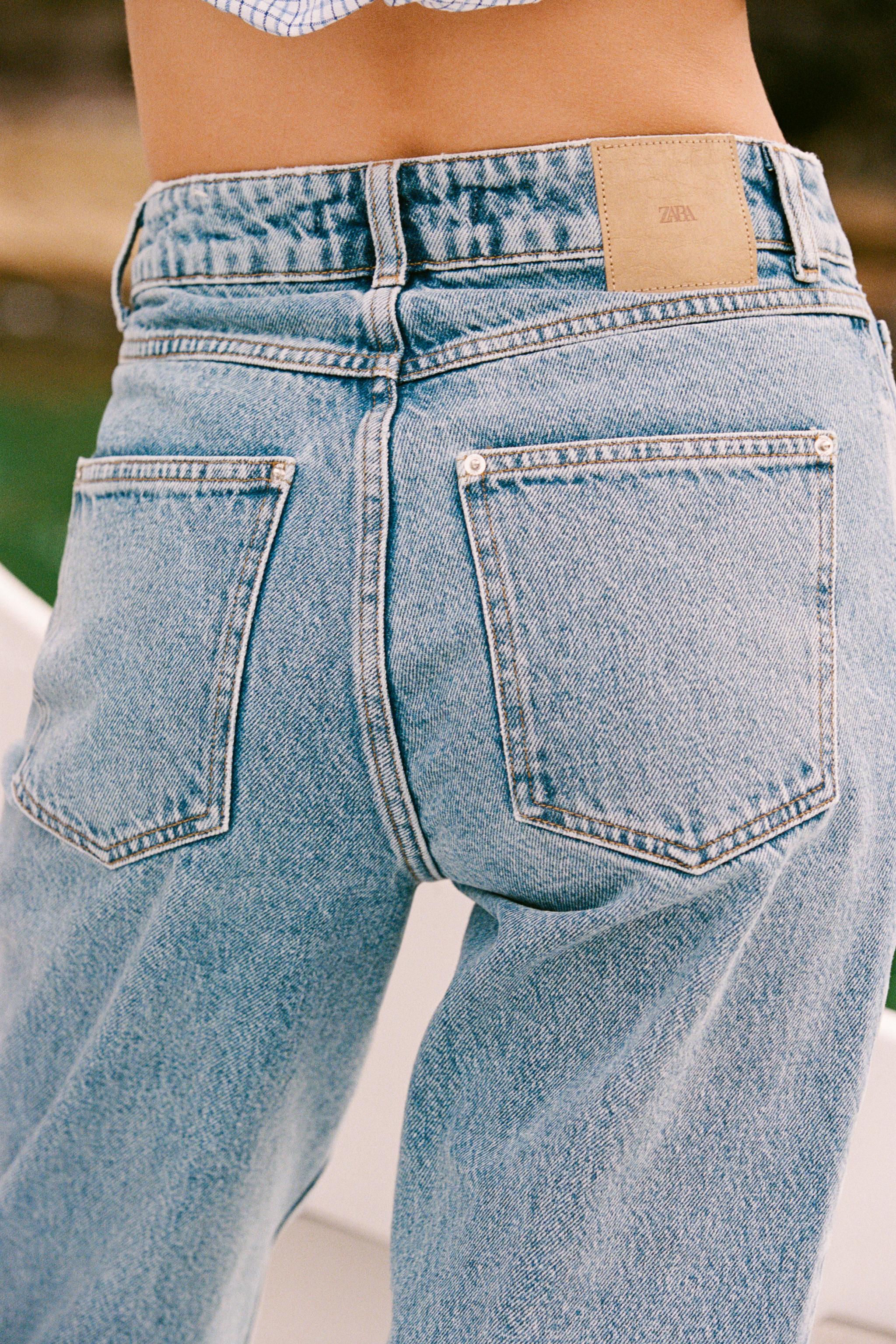 Z1975 STRAIGHT HIGH RISE CROSS WAIST JEANS - Mid-blue | ZARA