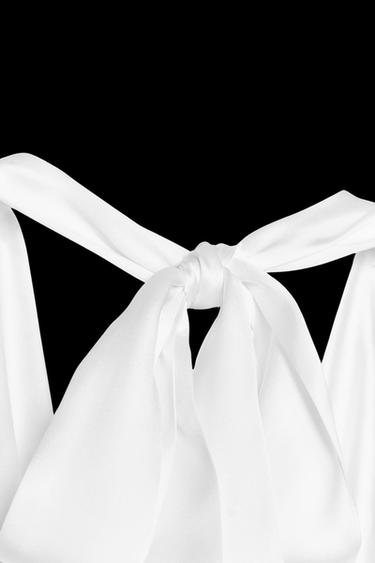Zara HALTER SATIN EFFECT TOP - White