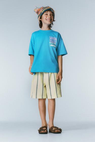SLOGAN PRINT T-SHIRT - Blue/White by Zara